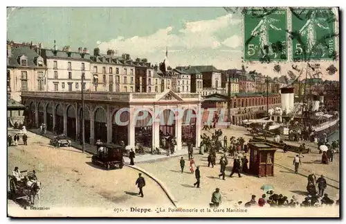 Cartes postales Dieppe La poissonnerie et la gare maritime