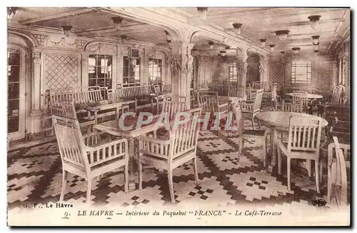 Ansichtskarte AK Le Havre Interieur du Paquebot France Le Cafe Terrasse