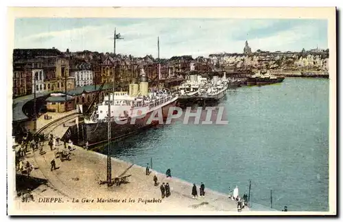 Ansichtskarte AK Dieppe La Gare Maritime et les Paquebots Bateau