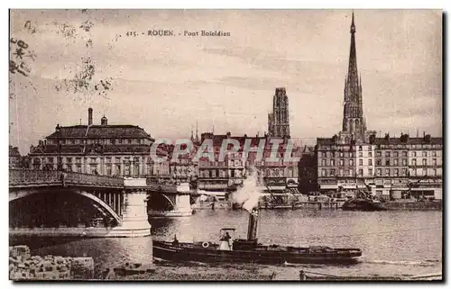 Cartes postales Rouen Pont Boieldieu Bateau