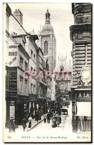 Cartes postales Rouen Rue de la Grosse Horloge