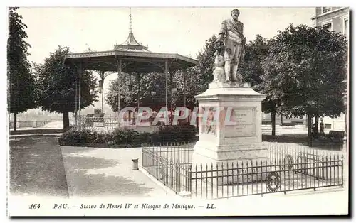 Cartes postales Pau Statue de Henri IV et Kiosque de Musique