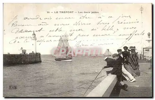 Cartes postales Le Treport Les Deux Jetees Bateau Enfant