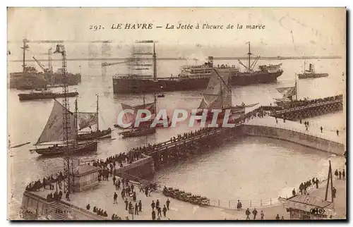 Ansichtskarte AK Le Havre La Jetee a I Heure de la Maree Bateau