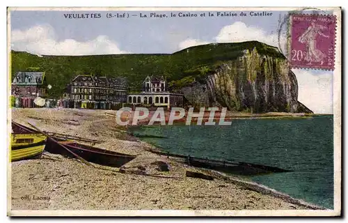 Ansichtskarte AK Veulettes La Plage le Casino et la Falaise du Catelier