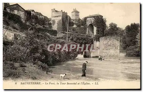 Ansichtskarte AK Sauveterre Le Pont la Tour Monreal et I eglise