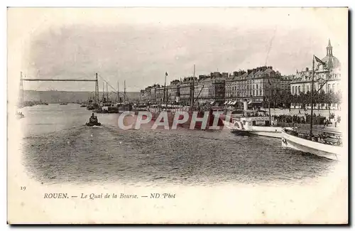 Cartes postales Rouen Le quai de la Bource Bateaux