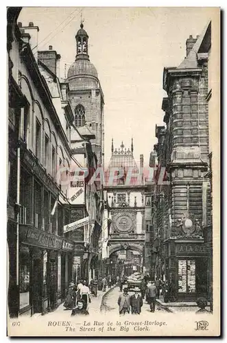 Cartes postales Rouen La Rue de La Grosse Horloge THe Street of the Big Clock