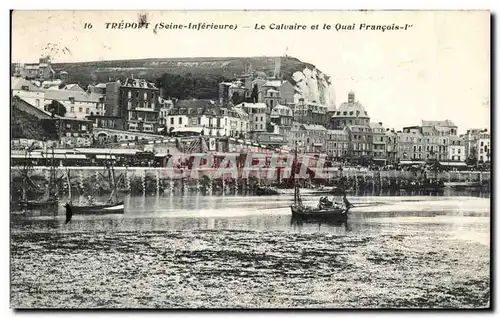 Cartes postales Treport Le Calvaire et le Quai Francois 1er