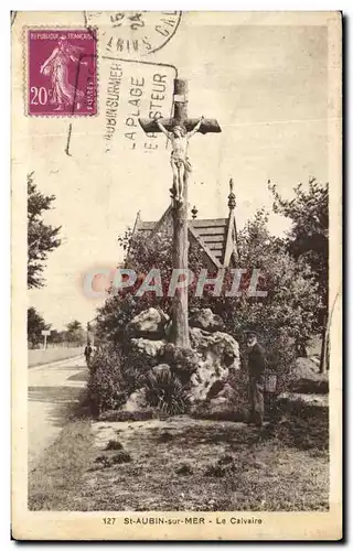 Ansichtskarte AK St Aubin Sur Mer Le Calvaire