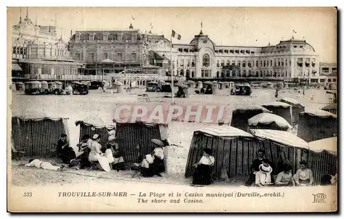 Ansichtskarte AK Trouville sur Mer La Plage et le Casino municipal The shore and Casino