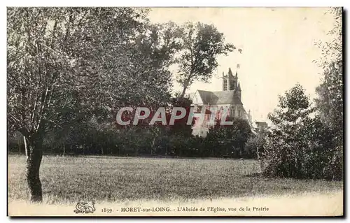 Cartes postales Moret sur Loing L Abside de l Eglise vue de la Prairie