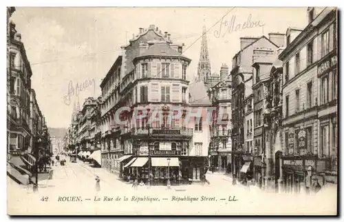 Ansichtskarte AK Rouen La Rue de la Republique Republique Street