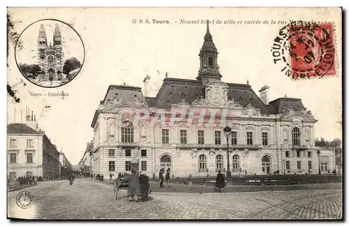 Cartes postales Tours Nouvel Hotel de ville et entree de la rue