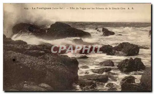 Cartes postales Le Pouliguen (Loire Inf) Effet de Vague sur les Brisants de la Grande Cote