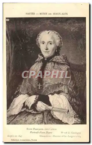 Cartes postales Nantes Musee des Beaux Arts Ecole Francaise XVlll e siecle Portrait d une Dame