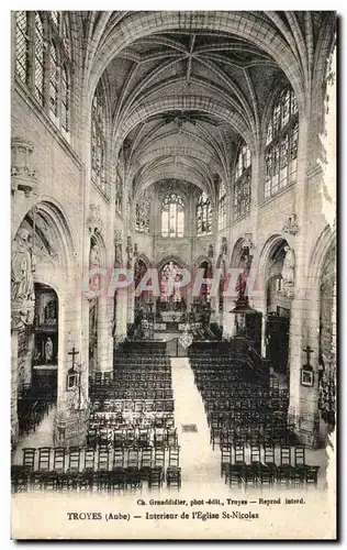 Cartes postales Troyes Interieur de l Eglise St Nicolas