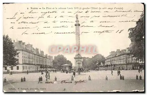 Cartes postales Nantes La Place et la colonne Louis XVI