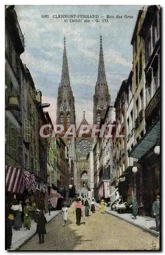 Cartes postales Clermont Ferrand Rue des Gras et Cathedrale