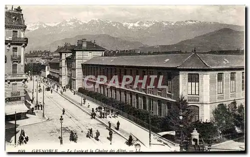 Cartes postales Grenoble Le lycee et la chaine des Alpes