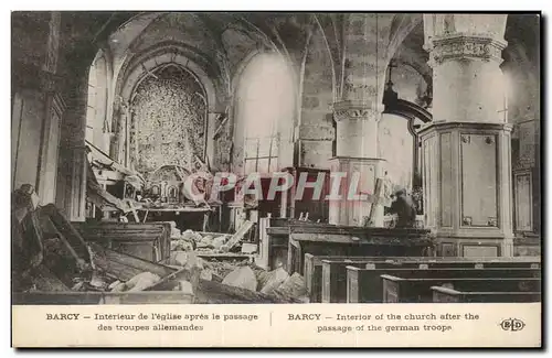 Ansichtskarte AK Barcy Interieur de I eglise apres le passage des troupes allemendes Barcy Militaria