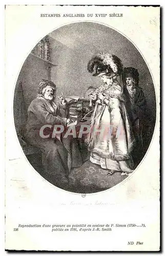 Ansichtskarte AK Estampes Anglaises Du XVIII Siecle Reproduction d une gravure au pointille en conieur de P Simon