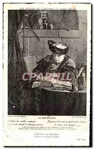 Ansichtskarte AK Les Maitres De L Estampe Au XVIII Siecle Le Soufleur L Oeuvre de Chardin Gravure de Lepicie 1744