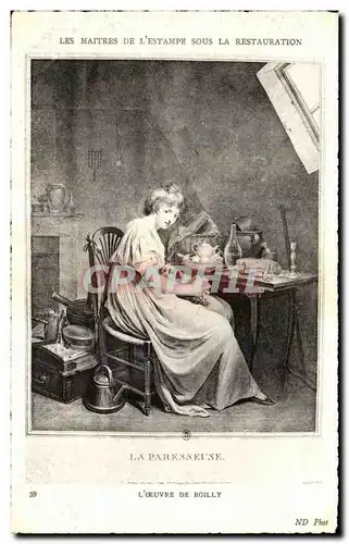 Cartes postales Les Maitres De L Estampe Sous La Restauration La Paresseuse L Oeuvre De Boilly