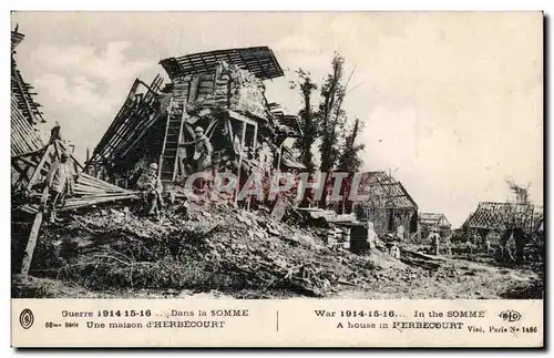 Ansichtskarte AK Guerre 1914 15 16 Dans la Somme Une maison d Herbecourt War I1914 15 16 In the Somme A house in