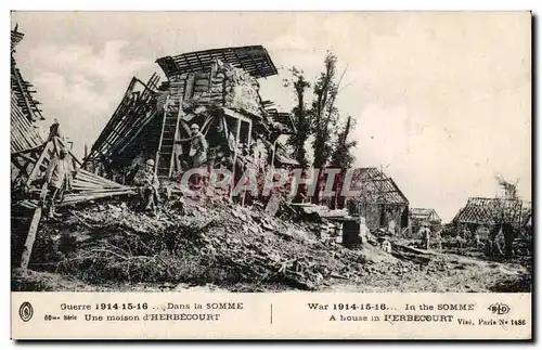Cartes postales Guerre 1914 15 16 Dans la Somme Une maison d Herbecourt War I1914 15 16 In the Somme A house in