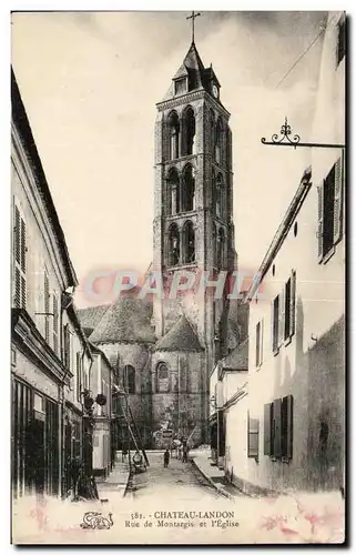 Cartes postales Chateau Landon Rue de Montargis et l Eglise