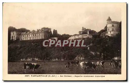 Cartes postales Tancarville Le Chateau Superbe monument historique Vaches