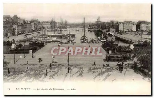 Ansichtskarte AK Le Havre Le Bassin du Commerce Bateaux Tramway