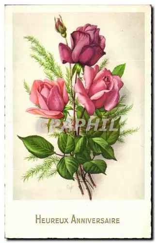 Cartes postales Fantaisie Fleur Heureux Anniversaire