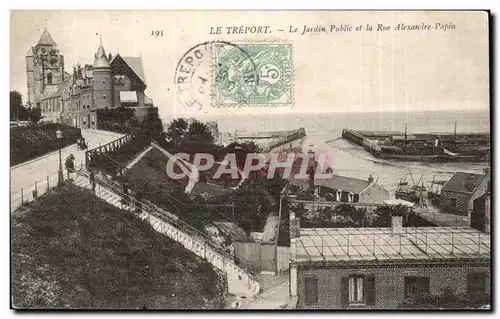 Cartes postales Le Treport Le Jardin Public et la Rue Alexandre Papin