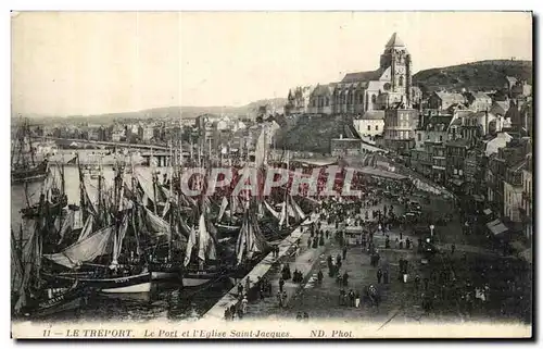 Cartes postales Le Treport Le Port et I Eglise Saint Jacques Bateaux