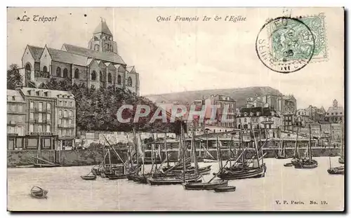 Cartes postales Le Treport Quai Francois Ier I Eglise Bateaux