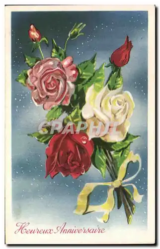 Cartes postales Fantaisie Fleurs Heureux anniversaire