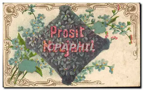 Cartes postales Fantaisie Fleurs Prosit Neujahr