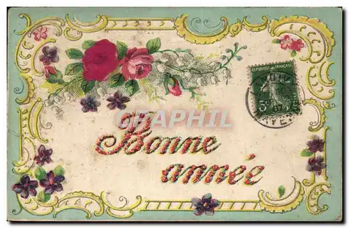 Cartes postales Fantaisie Fleurs Bonne annee