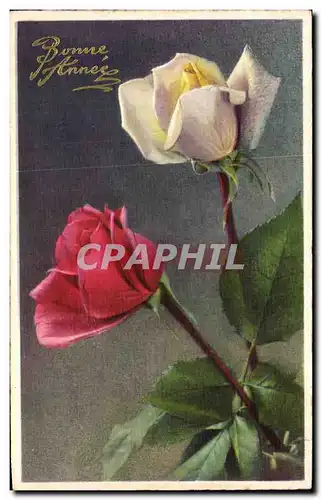 Cartes postales Fantaisie Fleurs Bonne Annee