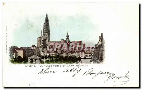 Cartes postales Anvers La Place Verte et La Cathedrale