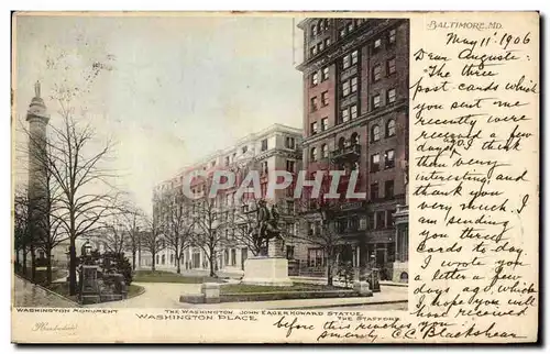 Cartes postales Washington Monument The Washington John Eager Howard Statue The Stafford Washington Place Baltim