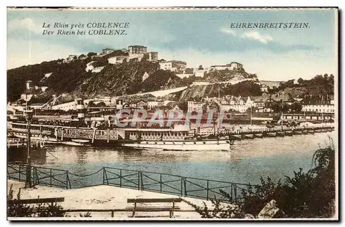 Cartes postales Le Rhin pres Coblence Der Rhein bei Coblenz Ehernbreitstein Bateaux