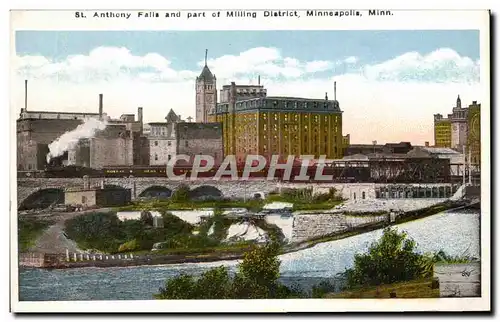 Ansichtskarte AK Anthony Falls and part of Milling District Minneapolia Minn Train