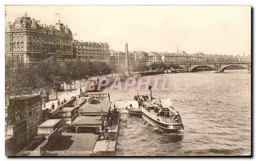 Ansichtskarte AK London Thames Embankment Bateau