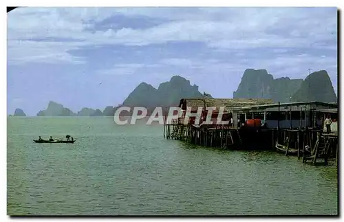 Cartes postales View of a fishing village at Koh pannyi (island) Phangnga Province Southern Thailand Thailande