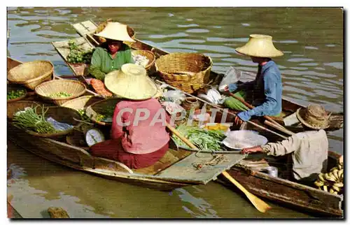 Ansichtskarte AK Floating market only can be seen in thailand tourists like very much Thailande