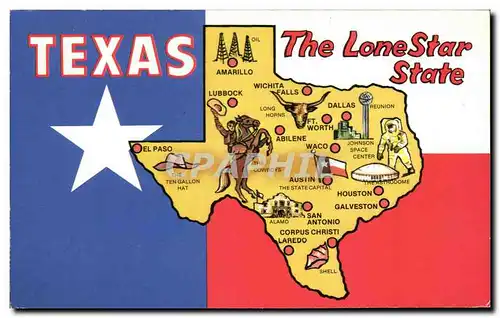 Cartes postales Texas The Lone Star State