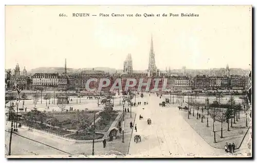 Cartes postales Rouen Place carnot vue des Quais et du Pont Boieldieu